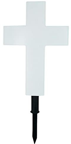 Croix solaire en plastique blanc pour cimetière - Décoration religieuse - Décoration de prière - Pierre tombale