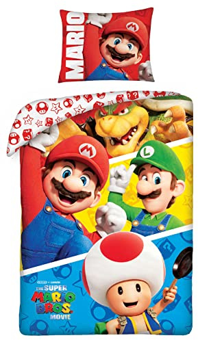 Super Mario Bros Gang Funda Nórdica Cama 90 140x200 + Funda Almohada 70x90