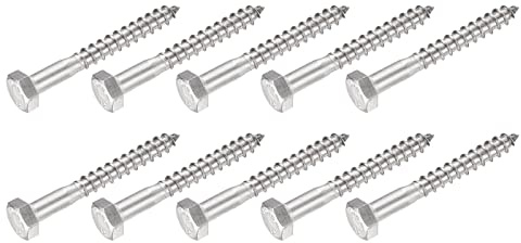 METALLIXITY Hex Tirefond Vis (M6x50mm)10pcs | Vis 304 Inox Acier Autotaraudeurs Bois Boulons pour Ménage Applications