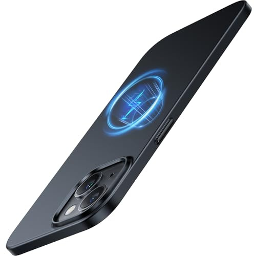 TORRAS Dr. Ultra Dünn für iPhone 15 Hülle für MagSafe, Schwarz | [TOP Magnetkraft] Samtiger Griff & Elegantes Aussehen Handyhülle iPhone 15 Case Extrem Stoßfest Kratzfest Hülle iPhone 15
