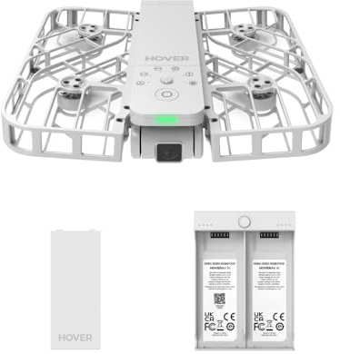 HOVERAir X1 Drohne mit kamera, Selbstfliegend Kamera Drone mit Folge-mir Modus, Mini Drohne im Taschenformat, HDR-Videoaufnahme, intelligente Flugrouten, Freihandsteuerung, Weiß (Combo)