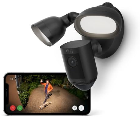 Ring Flutlichtkamera Pro Kabel (Floodlight Cam Wired Pro) | Außenkamera mit 2K-Video mit Ring Vision, 3D-Bewegungserfassung, Sirene, Überwachungskamera | 30-tägige kostenlose Testphase für Ring Home