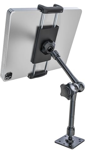 Kolasels Industrielle Tablet-Halterung für Auto/LKW/Fahrzeug [Metall-Magischer Arm] Robuste Bohrbasis, Tablet-Autohalterung für Armaturenbrett/Boote/Wand/Schreibtisch, für 4-13 Zoll iPad