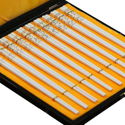 DOOKAA Bacchette Cinesi Bacchette Giapponesi Bacchette USA e Getta 10 Paia di Bacchette in Ceramica riutilizzabili per Uso Domestico Resistenti alle Alte temperaturebacchette Sushi(Color:5,Size:)