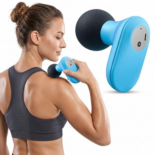FOMIYES Mini Massagepistole für Muskelentspannung - Elektrisches Handmassagegerät mit 6 Modi, Professionelle Massage für Nacken & Rücken, Tragbares Fitness Massagegerät, Blau