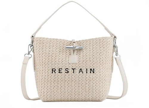 Jywmsc Stroh Umhängetasche für Damen, Sommer Stroh Geldbörsen und Handtaschen Eimer-Schulter-Clutch-Tasche für Urlaub