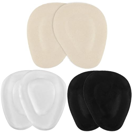 LNQ LUNIQI 3 Paar Ballenpolster Vorfuß Gel Wiederverwendbar High Heels Einlagen Ballenpolster Schuhe Silikon Vorfußpolster Schmerzlinderungs Pads für Verschiedene Schuhe (Beige, Schwarz, Transparent)