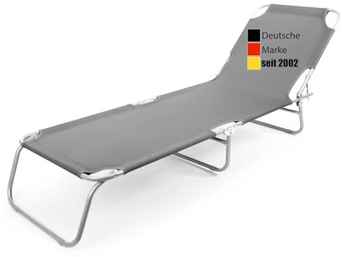 BigDean Sonnenliege klappbar 150 kg belastbar mit 4-Fach Verstellbarer Rückenlehne – hochwertige Gartenliege für Balkon, Garten & Strand - dunkelgrau