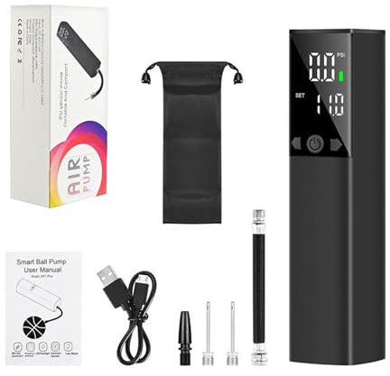 SUIOPPYUW Manometer Ballpumpe, leistungsstarke und einfach aufzublasende Ballpumpe für Sportbälle, elektrische Ballpumpe, Luftpumpe für Bälle