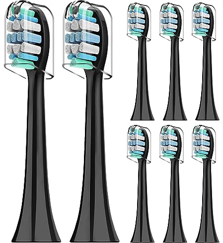 Rebeool 8er Ersatzbürsten Kompatibel mit Philips Sonicare 3100, 5100, 4500, 4300 überlegene Zahnreinigung mit innovativen W-förmigen Bürstenköpfe,Schwarz Zahnbürstenaufsatz