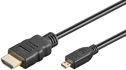 goobay Mini HDMI auf HDMI 2.1 Kabel Ultra High-Speed HDMI Kabel 8K @ 60 Hz, 4K @ 120 Hz bei 48 Gbits/Dolby Atmos/HDR eARC/GoPro Hero 2, Canon, Raspberry Zero und Zero 2 W / 1m / 74429