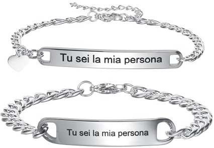 JSNOM Regalo Bracciale Coppia Fidanzati: Bracciali lui e lei Uomo Donna Acciaio Regolabile, Gioielli Regali per Compleanno San Valentino Natale per Fidanzata Amico (NK Link-Tu sei la mia persona)