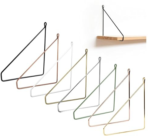 Natural Goods Berlin 2X Regalhalterung PANKOW 200mm - Design Regalträger aus Metall Gold glänzend - Wandhalterung für Regalbretter - Regalhalter für Wandregale in Wohnzimmer, Küche & Bad