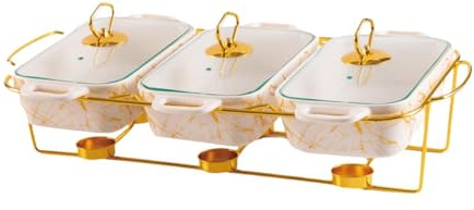 YWJLQH Chafing Dish Plate with Handles with Premium Handles Buffet Food Exhibition, Marble White
