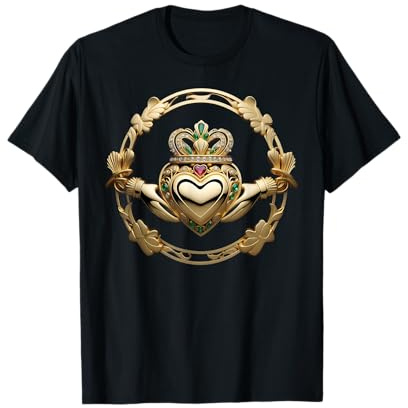 Golden Claddagh Illustration Bague de mariage irlandaise Tee T-Shirt