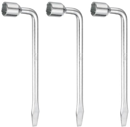 QUARKZMAN 3 stycken bildäck reservhjul hjulmutternyckel 21 mm CR-V stål L-typ slits-hexagon-hylsnyckel L-format däckreparationsverktyg för fordonsreparation