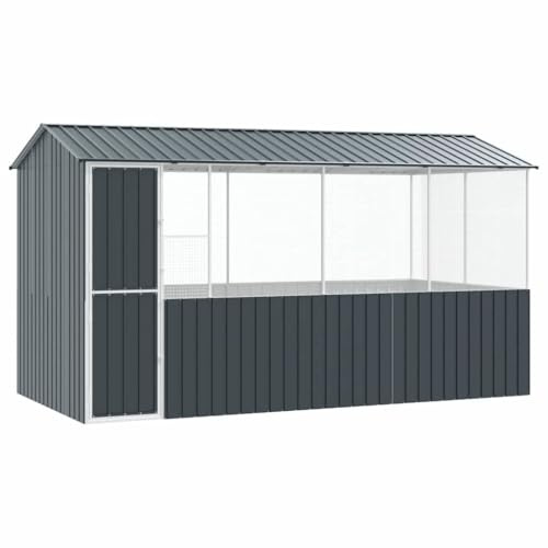 vidaXL Jaula para Aves Antracita 410 x 210 x 230 cm Acero Galvanizado, Aviario Rectangular Grande, Moderno y Resistente, Ideal para pájaros en jardín o terraza, Color Antracita