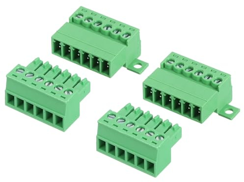 sourcing map Set di 2 connettori a vite a 6 pin, passo 3,5 mm, maschio e femmina, terminale a vite per montaggio su PCB 300 V 8 A, connettore verde per progetti elettronici domestici
