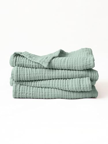 Viva Maison Musselin-Händehandtücher, 100 % türkische Baumwolle, dünn, weich, schnelltrocknend, fusselfrei, große Größe, luxuriöse Händehandtücher-Sets für Badezimmer, Salbeigrün, 4er-Pack