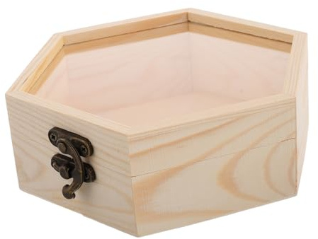Yardenfun Boîte Bois avec Couvercle Verre Boîte de Rangement Décorative pour Bijoux Porte Collier et Souvenirs Coffret pour Décoration Maison