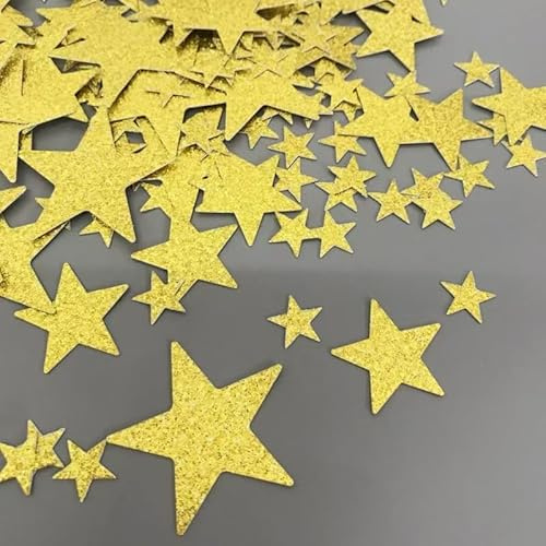 Stern Konfetti Weihnachten Streudeko 210 Stück, 3 Größen Glitzer Sterne Konfetti Geburtstag,Goldene Sterne Deko Tischdeko,3cm Sterne Streudeko für Weihnachten,Geburtstag,Silvester (Gold)