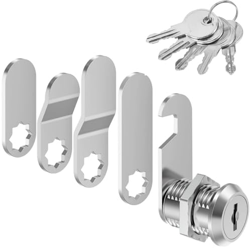 CUEMOON Lot de 5 serrures de boîte aux lettres - Avec 5 plaques de serrure différentes - Serrure de boîte aux lettres - 16 mm/20 mm - Serrure à levier - Serrure de meuble pour Cupboard, portes