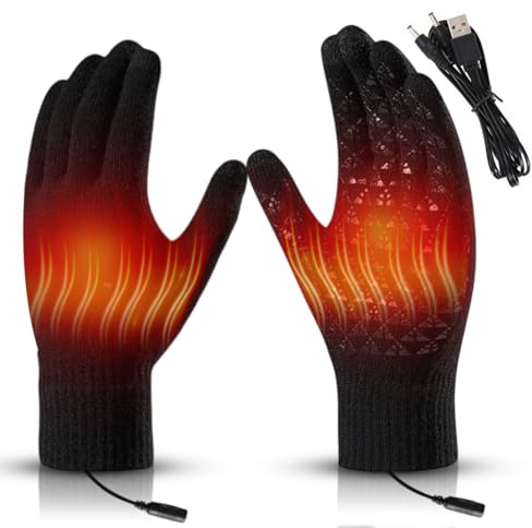 Guantes calefactores para hombre/mujer, calefactores USB, guantes de esquí con calor (40 – 45 °C), pantalla táctil, antideslizantes y extraíbles, ideales para esquí, moto e invierno