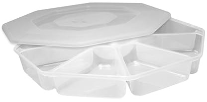 8-Section Nibble Tray with Lids Clear Plastic Serving Trays Party Food Platters Reusable Snack Serving Trays for Dips, Appetisers, Buffets, BBQs, Picnics, Snack Tray Pack of 2.