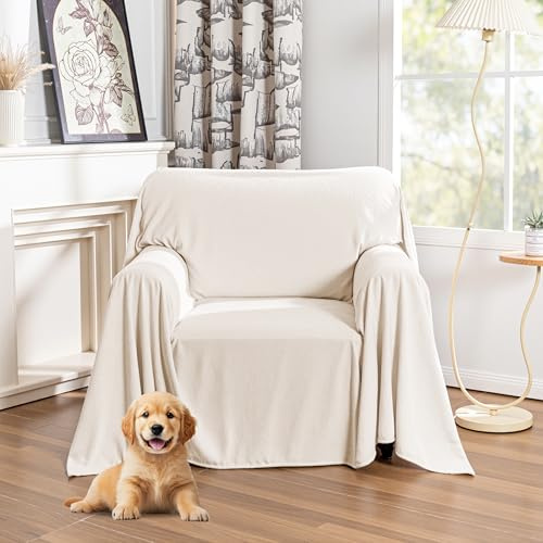 MYSKY HOME Sesselschoner für Relaxsessel Sofa Überzug 1 Sitzer | Weiß,1er Set,180x230cm,Sesselbezug für Zuhause,Sesselüberwurf Armlehnenschoner für Haustieren,Sessel Bezug