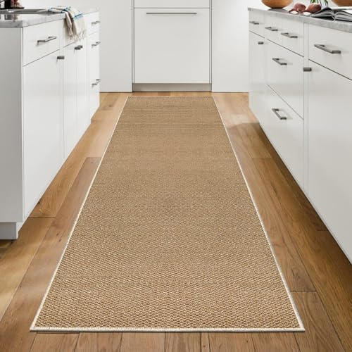 WTHYGB Teppich Läufer Flur, Küchenläufer 60x180cm rutschfest Waschbar | Bettvorleger für Waschküche, Vorzimmer, Schlafzimmer Küche und Wohnzimmer, Carpet einfarbig Braun
