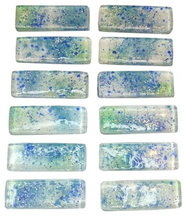 Lot de 12 porte-couteaux, double-épaisseurs, transparent et bleu/vert, décoration de table, idée cadeau originale, fait main en France