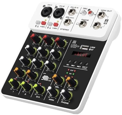 DJ Controller, 4-kanals ljudmixer DJ-kontroller Mix Bluetooth Fantommatning Fördröjd återuppspelningseffekt for mixerkonsoler PC-inspelning