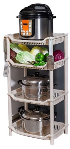 Lxwraptorial Carrello di stoccaggio per la in plastica, scaffali multi-strato autoportanti per pentole e padelle, carrello mobile ergonomico con ampio spazio per le cucine piccole