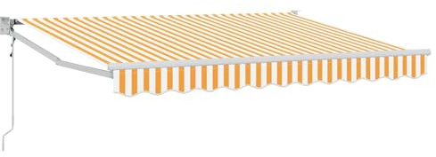Brokky Toldo Motorizado 3.5 x 2 m Toldo Articulado Eléctrico con Mando a Distancia para Terraza, Jardín-Amarillo y-3,5 x 2 m-Marco Blanca