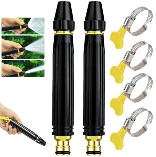 2 Pcs Boquillas de Agua Alta Presión para Manguera, con Refuerzo Abrazadera | Boquilla de Alta Presión para Manguera de Jardin, para Lavado De Automóviles, Jardinería, Limpieza De Patio