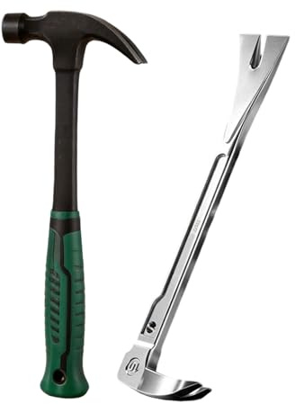 Multipurpose Steel Claws Hammer and Crowbars Set Furniture Disassembly Tool Designed for Woodworkers and Craft Enthusiasts Woodworking Pry Club Tool