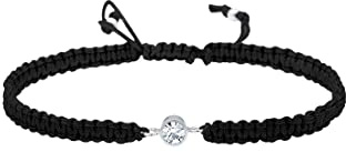 Elli Damen-Armband Textil- Solitär- Knoten 925 Silber Kristall weiß 16 cm