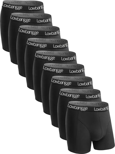 Lowbangge Boxer Uomo Cotone 9 Pezzi, Estremamente Confortevoli Traspiranti | Mutande Uomo Di Cotone Senza Etichette, Aderiscono Perfettamente Al Corpo, Delicate Sulla Pelle, Ideali Per L’Uso Quotidiano