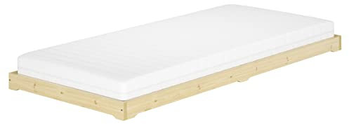 Erst-Holz® Studentenbett Futon extra niedriges Holzbett 80x200 Fichte geölt V-60.47-08, Ausstattung:Rollrost und Matratzen inkl.