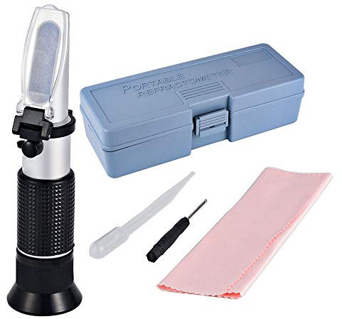 Refraktometer für Würze, Refraktometer ATC Brix für Bier, Wein und Fruchtsaft 1.000-1.130, Brixmeter Dual-Skala spezifisches Gewicht 1.000-1.130 und Brix 0-32%