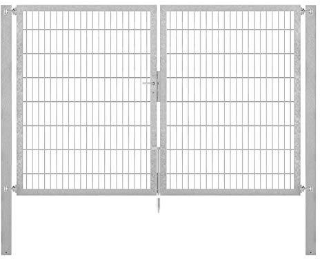 Alberts 662981 Doppeltor Flexo Plus mit Zubehör | verschiedene Breiten und Höhen | Pfostenstärke 80 x 80 mm | feuerverzinkt | Breite 250 cm | Höhe 160 cm