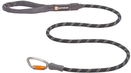 RUFFWEAR Knot-a-Leash, reflektierende Hundeleine aus Seil mit Karabinerhaken, Länge: 1,5 m, Stärke: 7 mm, Obsidian Black