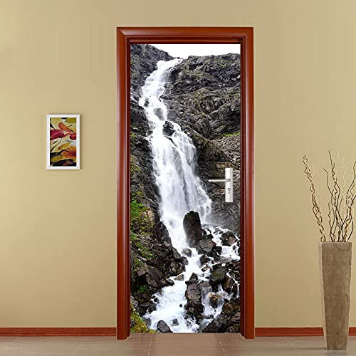 A.Monamour Türtapete Selbstklebend Türfolie Türposter 3D Wasserfall Berg Naturlandschaft Reinheimen Nationalpark In Norwegen Vinyl Folie Türdeko Tapete Wandbild Türaufkleber Türtattoo 90 x 200 cm