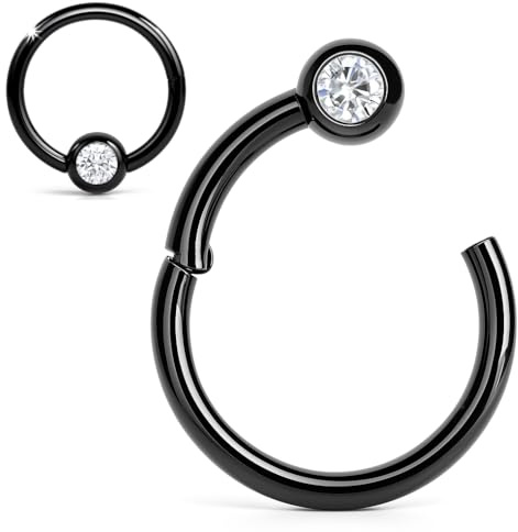 Generisch CLICKER TITAN G23 Septum Nasenring SEGMENTRING Piercing-Ring Scharnier Nase Ohr Brust Intim Lippe Augenbraue CHIRURGENSTAHL 316L EDELSTAHL TITANIUM Segment