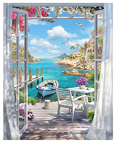 Malen Nach Zahlen Erwachsene Landschaft - Bastelset Erwachsene Gemälde Leinwand 40x50 cm Mit Farbe und Pinsel - Geschenke und Maldekorationen