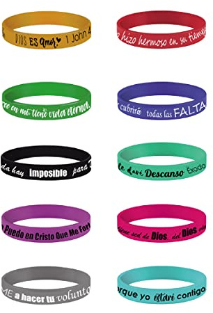 1step2dream Pulseras de Goma Motivacionales en Español Con Citas Inspiradoras - Silicona 12 x 202 mm Para Hombres, Mujeres y Adolescentes, Unisex Para Adultos, 10