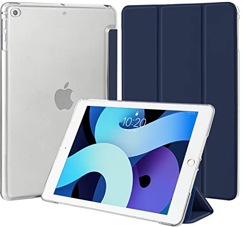 4UBonLife Fodral för iPad 9,7 tum 6:e/5:e Generationen 2018 2017, även för iPad Air 1/2, Smart Folio Case Smalt Lätt Hårt Skal Skyddsfodral, Automatisk Sömn/Väcknings Mörkblå