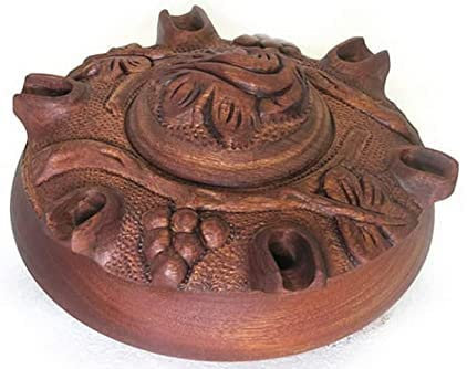 Italian Food Direct Coppa dell'amicizia Originale della Valle d’Aosta 6 becchi UVA in Legno di Mogano Diametro 23cm trattata e pronta per preparare Il caffè alla valdostana