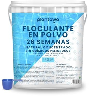 PLANTAWA Pool pulveriserad flockningsmedel | 26 veckors behandling för lerigt vatten | Förlängd åtgärd klargörare | Förbättrar filtreringen | Kompatibel med alla typer av pooler