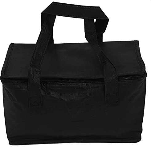 wiianoxd Insulated shopping bag: foldable shopping bag with zip for hot and cold reusable shopping, catering, freezing food, etc, black